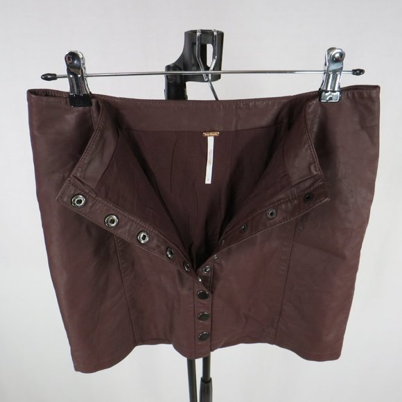 Free People Brown Faux Leather Skirt - Picture 2 of 6